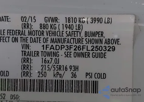 2015 Ford Focus Se from USA, damaged, VIN 1FADP3F26FL250329
